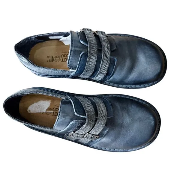 NAOT Celesta Shoes Contrasting Leathers Gray Blue Comfort Israel EU 37 US 6-6.5