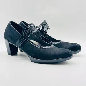 Naot Shoes Womens 9.5 Black Suede Mary Jane Heels Comfort Pumps Shoes NEW