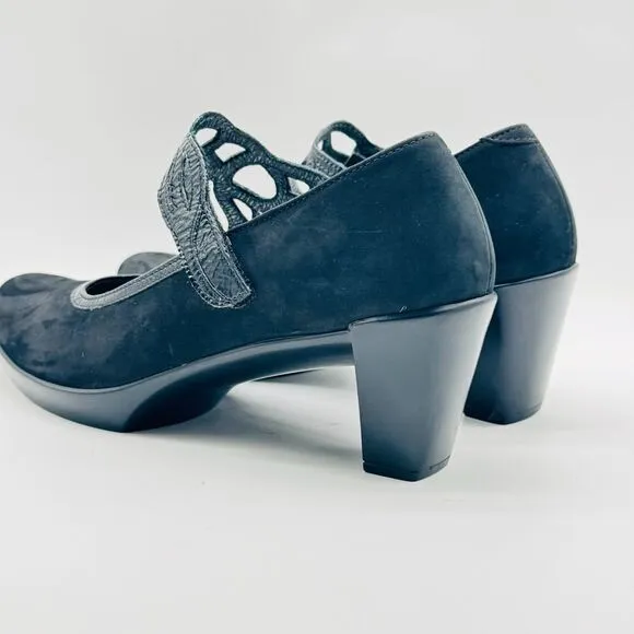 Naot Shoes Womens 9.5 Black Suede Mary Jane Heels Comfort Pumps Shoes NEW