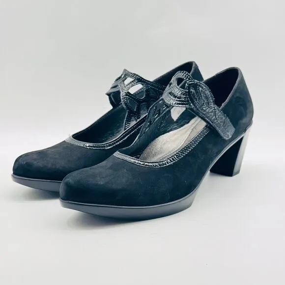 Naot Shoes Womens 9.5 Black Suede Mary Jane Heels Comfort Pumps Shoes NEW