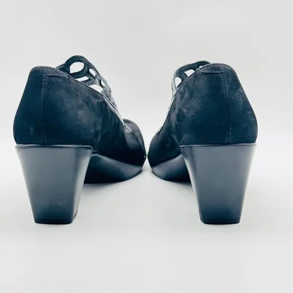 Naot Shoes Womens 9.5 Black Suede Mary Jane Heels Comfort Pumps Shoes NEW