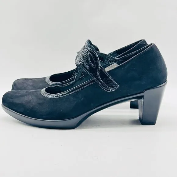 Naot Shoes Womens 9.5 Black Suede Mary Jane Heels Comfort Pumps Shoes NEW
