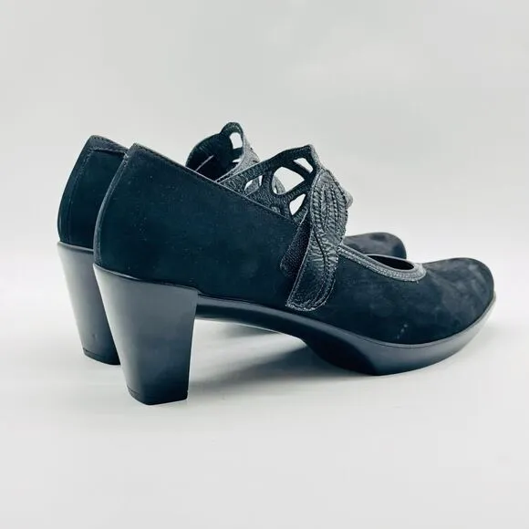 Naot Shoes Womens 9.5 Black Suede Mary Jane Heels Comfort Pumps Shoes NEW