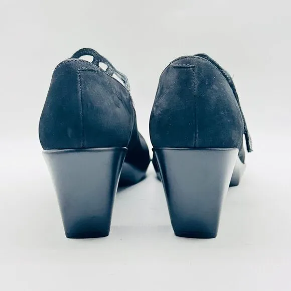 Naot Shoes Womens 9.5 Black Suede Mary Jane Heels Comfort Pumps Shoes NEW