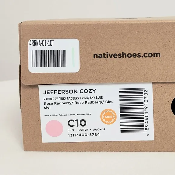 Native Shoes Jefferson Cozy Slip-on Shoes Toddler Girl Size 10 Radberry Pink