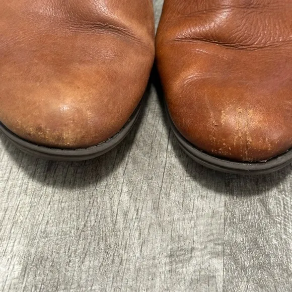 Naturalizer 9.5 Brown High Calf Fashion Leather Riding Boots Zip Up Caramel Used
