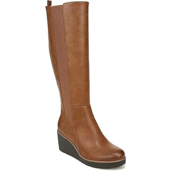 Naturalizer Soul Adrian Wedge Tall Boots Women's Size 6 M Tan Brown Worn Once
