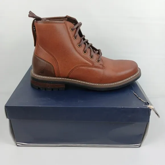 Nautica men's fashion Chukka Derby smooth toe Boots brown‎ size 7.5