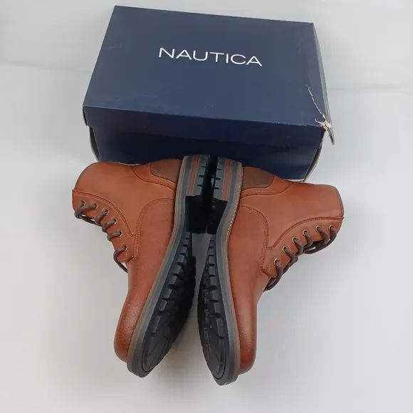 Nautica men's fashion Chukka Derby smooth toe Boots brown‎ size 7.5