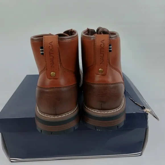 Nautica men's fashion Chukka Derby smooth toe Boots brown‎ size 7.5