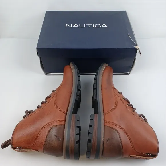 Nautica men's fashion Chukka Derby smooth toe Boots brown‎ size 7.5