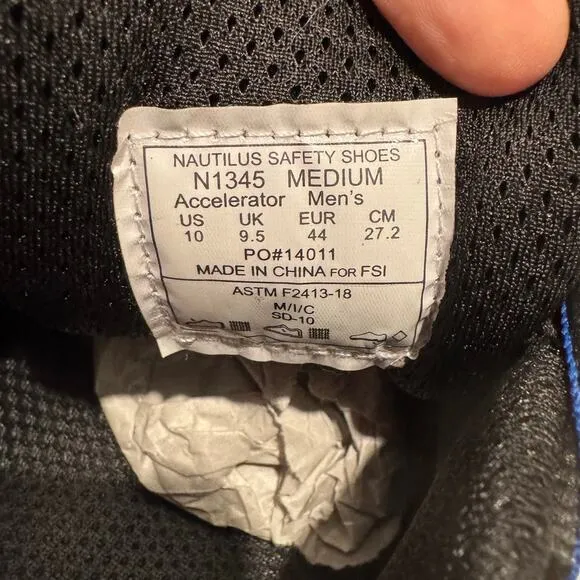 NAUTILUS NEW $100 Accelerator Safety Shoes Blue Black Size Men's 10