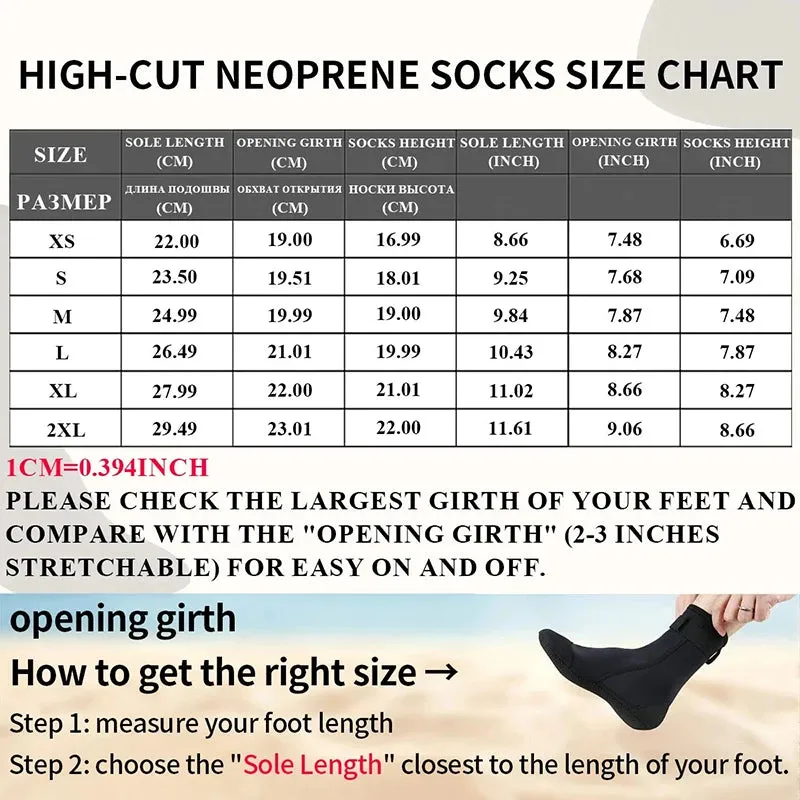 Neoprene Diving Socks - 3mm Aqua Boots for Scuba, Snorkeling, Swimming & Surfing
