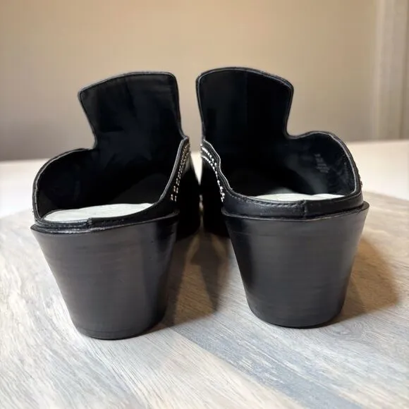 NEW 1 State Women's Lon‎ Studded Black Slip On Mules Shoes Size 9 M
