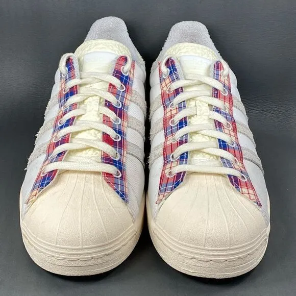 NEW ADIDAS SUPERSTAR ‘PLAID’ WONDER WHITE Sneaker shoes mens size 11.5