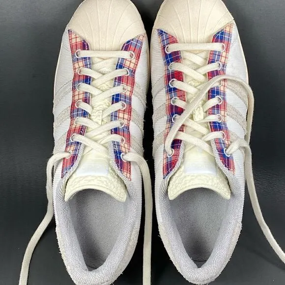NEW ADIDAS SUPERSTAR ‘PLAID’ WONDER WHITE Sneaker shoes mens size 11.5