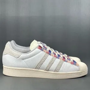 NEW ADIDAS SUPERSTAR ‘PLAID’ WONDER WHITE Sneaker shoes mens size 11.5