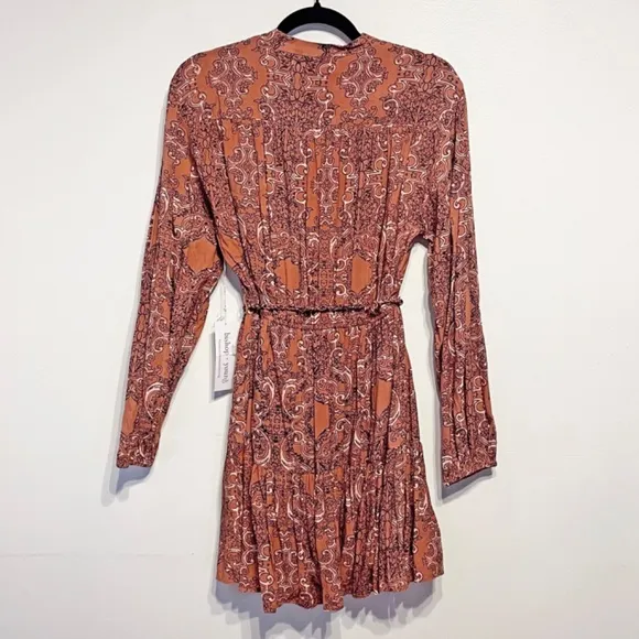 New Anthro Bishop   Young Cameron Paisley Belted Mini Dress Taj Print Small