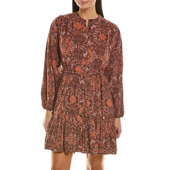 New Anthro Bishop   Young Cameron Paisley Belted Mini Dress Taj Print Small