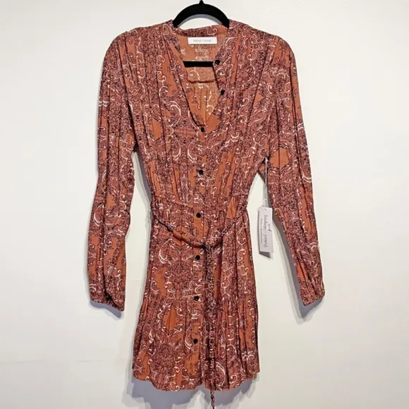 New Anthro Bishop   Young Cameron Paisley Belted Mini Dress Taj Print Small