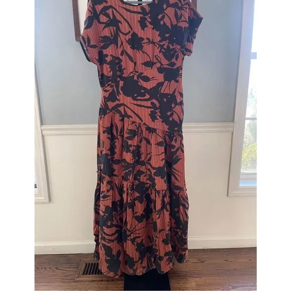 New Anthropologie Eva Franco Floral Maxi Dress Size 12 Brown
