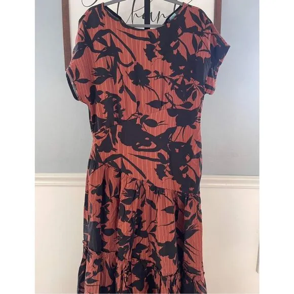 New Anthropologie Eva Franco Floral Maxi Dress Size 12 Brown