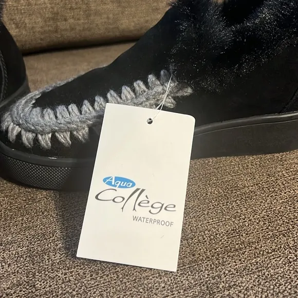 New Aqua College Albina Womens Cow Suede Faux Fur Shooties Size 6.5 in Black