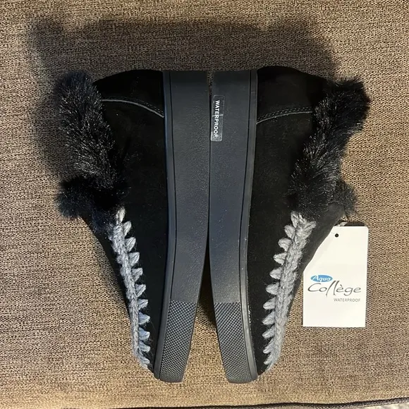 New Aqua College Albina Womens Cow Suede Faux Fur Shooties Size 6.5 in Black