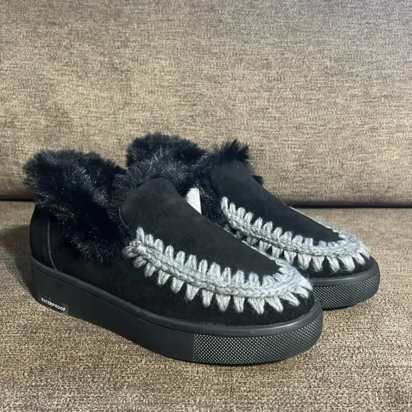 New Aqua College Albina Womens Cow Suede Faux Fur Shooties Size 6.5 in Black
