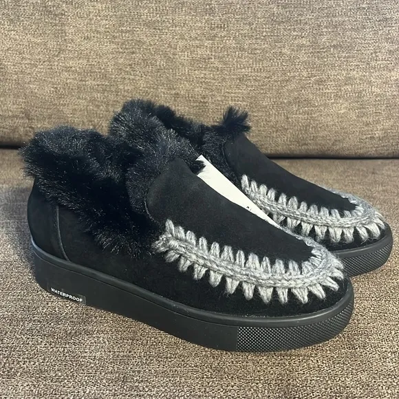 New Aqua College Albina Womens Cow Suede Faux Fur Shooties Size 6.5 in Black