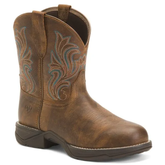 NEW ARIAT Leather Anthem Round Toe Shortie Western Boots copper for women 667tn