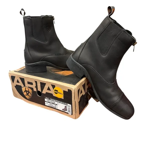 NEW Ariat Men’s Black Heritage III Zip Paddock Waterproof Boots 11