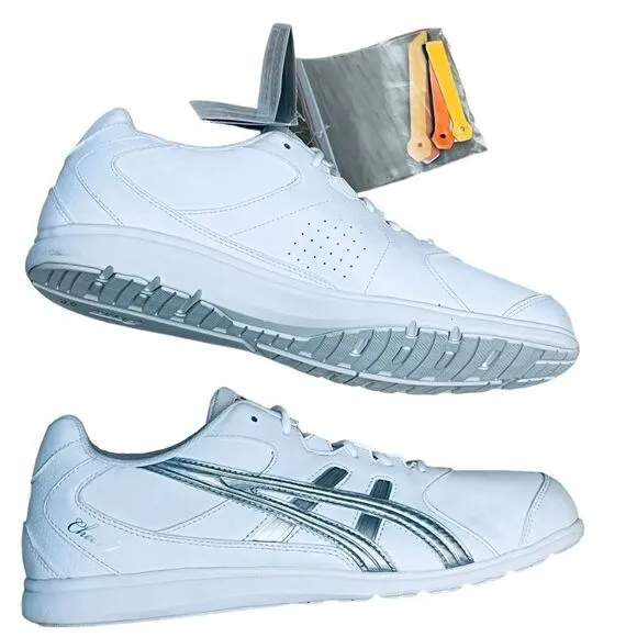 NEW Asics Women’s Cheer 7 Sport Lace Up Tennis Shoes White Silver