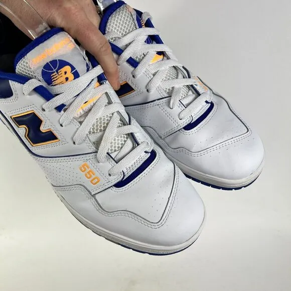 New Balance 550 Sneaker Men's 12 White Infinity Blue Suede Basketball Shoes