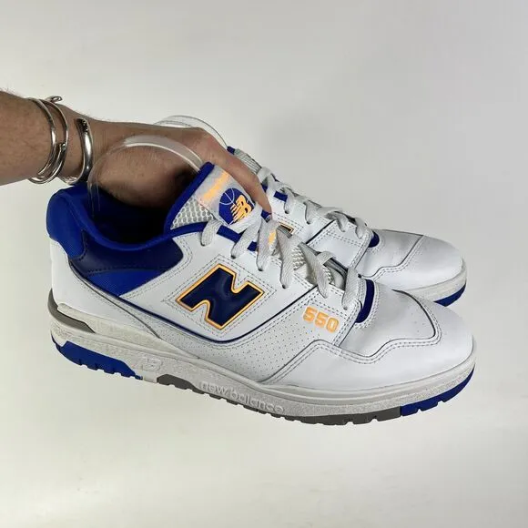 New Balance 550 Sneaker Men's 12 White Infinity Blue Suede Basketball Shoes