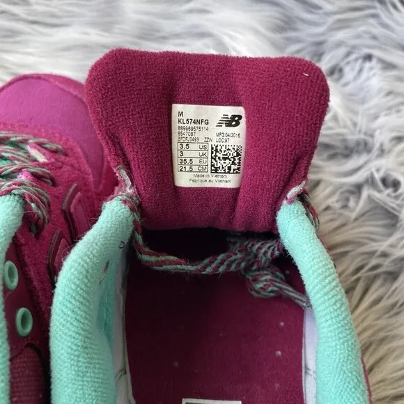 New Balance™ 574 Lace-Up Suede Running Shoes Kids 3 1/2 M Magenta New(KL574NFG)