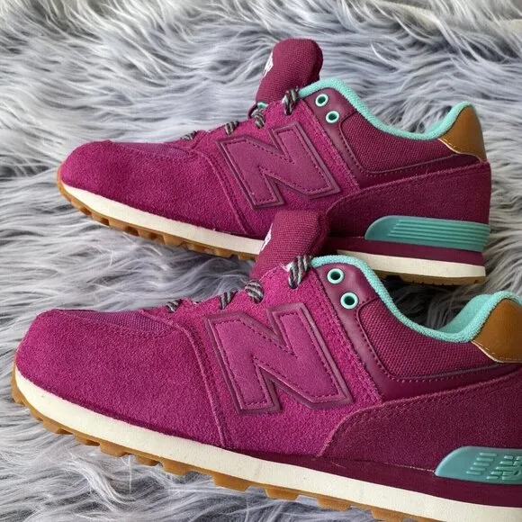 New Balance™ 574 Lace-Up Suede Running Shoes Kids 3 1/2 M Magenta New(KL574NFG)