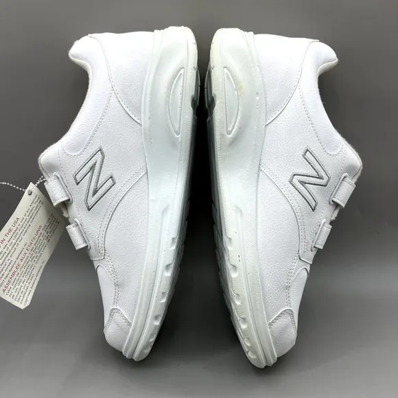 New Balance 674 Sneakers Men Size 10 4E White Leather Hook &amp; Loop Comfort Shoes