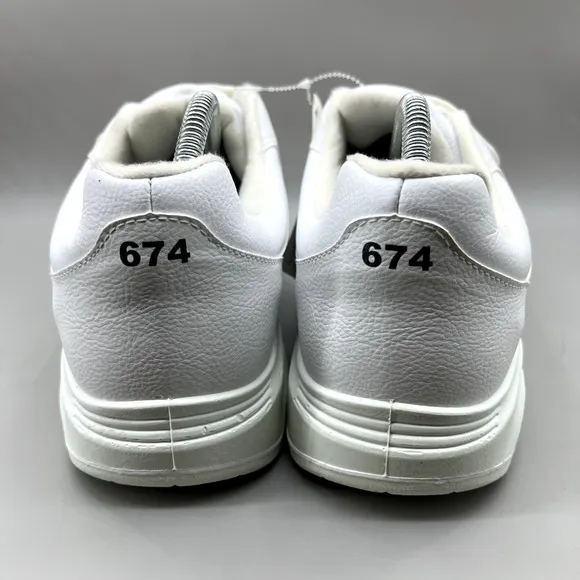 New Balance 674 Sneakers Men Size 10 4E White Leather Hook &amp; Loop Comfort Shoes