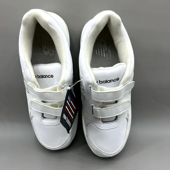 New Balance 674 Sneakers Men Size 10 4E White Leather Hook &amp; Loop Comfort Shoes