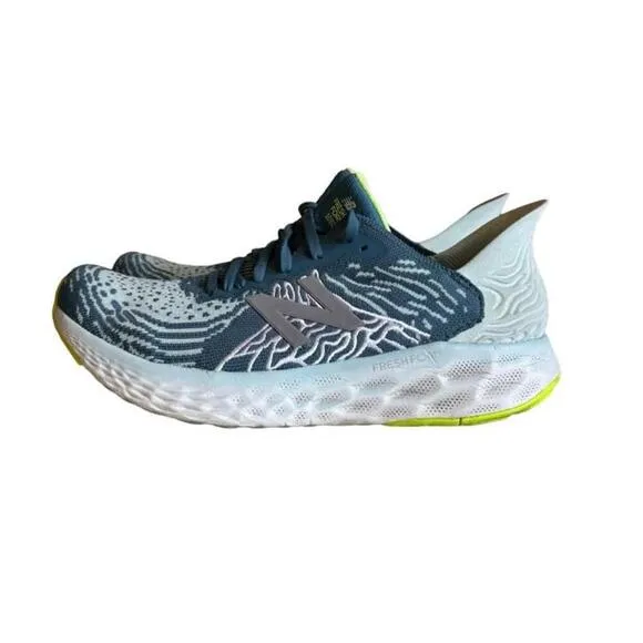 New Balance Fresh Foam 1080v10 Womens Blue Running Shoes Teal/Lime Green Sz 10​​