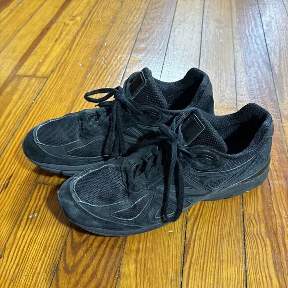 New Balance M990BB4 Mens 13 Shoes Black Leather Running Walking Comfort