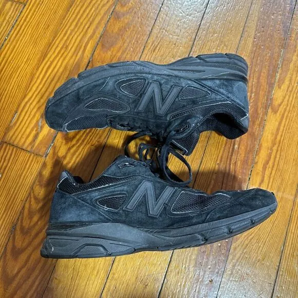 New Balance M990BB4 Mens 13 Shoes Black Leather Running Walking Comfort