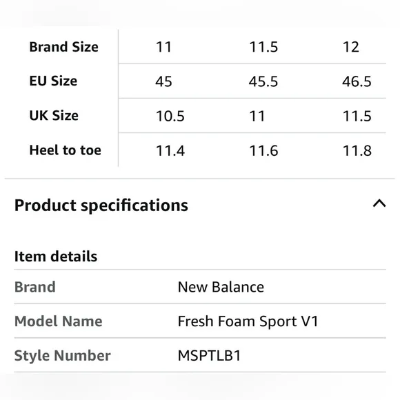 New Balance Men's Black MSTPL81 fresh foam sport size 11