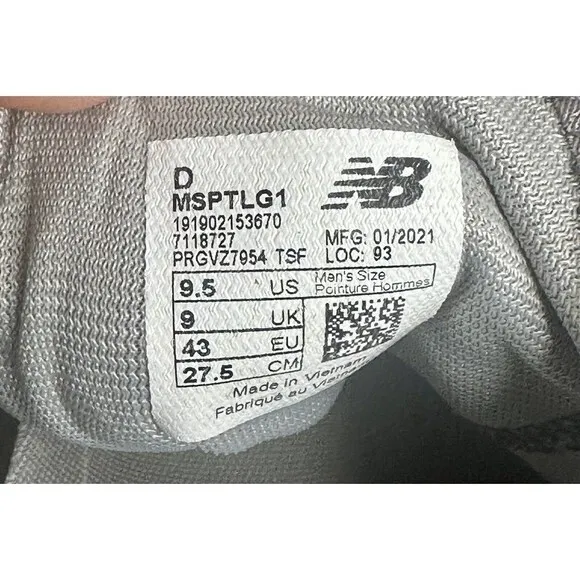 New Balance Mens Fresh Foam Sport V1 MSPTLG1 Gray Running Shoes Sneaker Sz 9.5 D