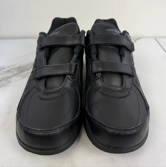 New Balance Men's MW577 Black Leather Hook and Loop Walking Shoes Sneakers, 12