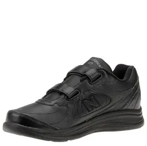 New Balance Men's MW577 Black Leather Hook and Loop Walking Shoes Sneakers, 12