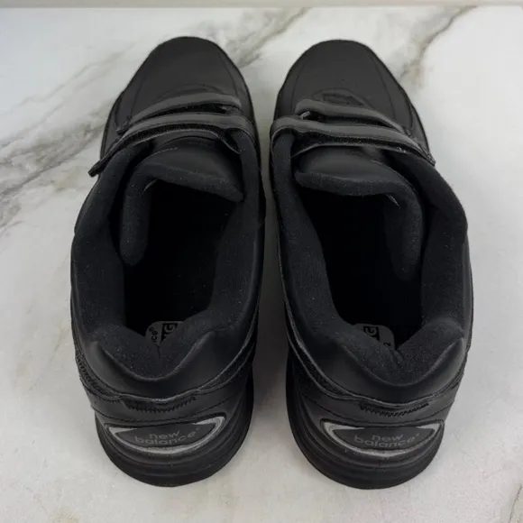 New Balance Men's MW577 Black Leather Hook and Loop Walking Shoes Sneakers, 12