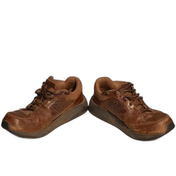 New Balance Mens Walking Shoes Brown Leather Size 8.5