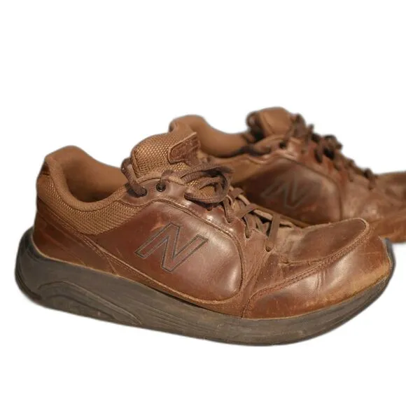 New Balance Mens Walking Shoes Brown Leather Size 8.5